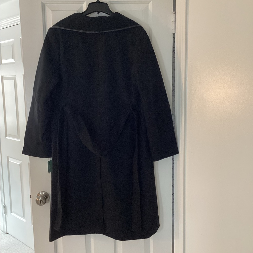 Tahari Black Wrap Trench Coat with Belt - Picture 4 of 8